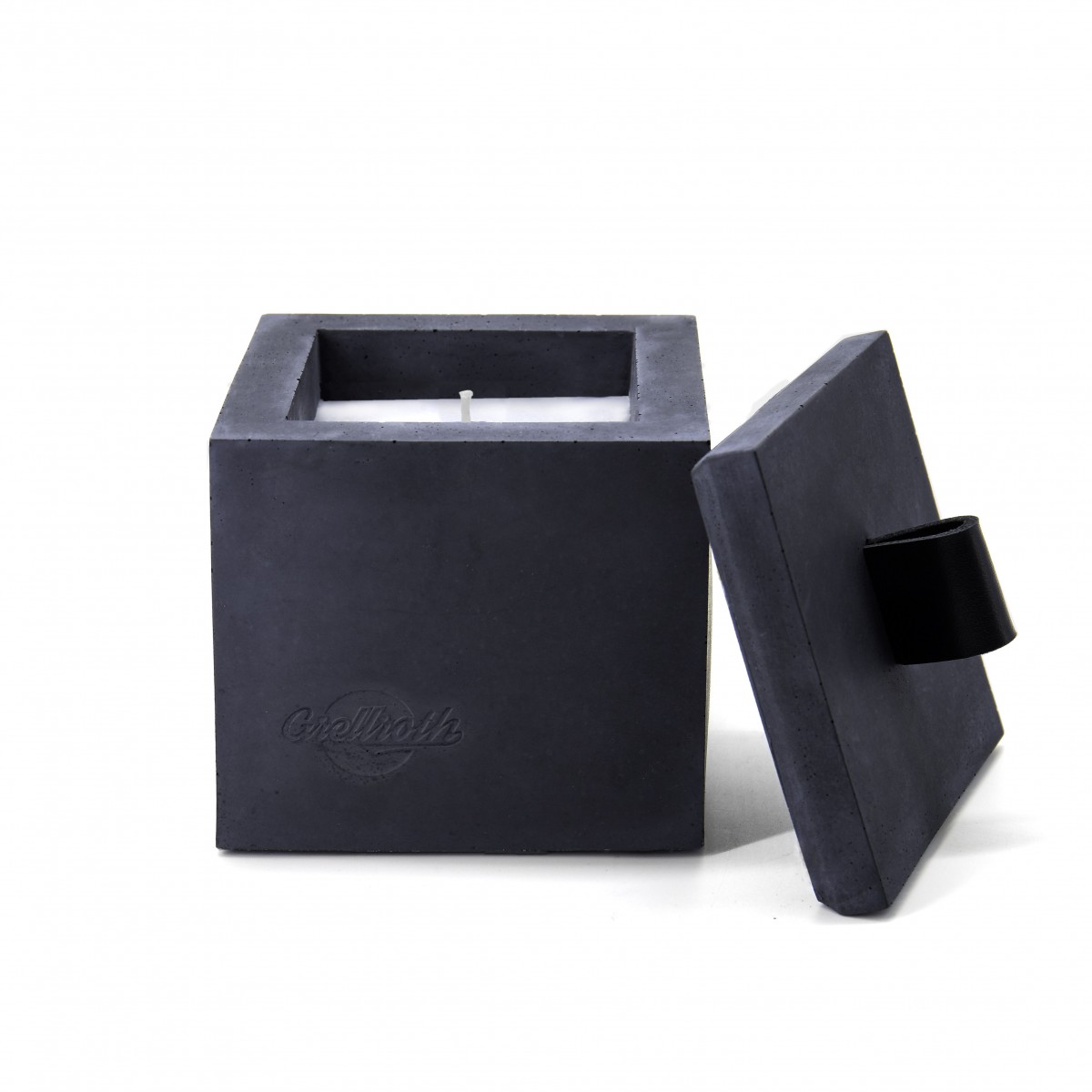 Nachfüllbares Beton-Indoor-Feuer "CUBE DARK M" - Ideal Wachsreste verbrauchen