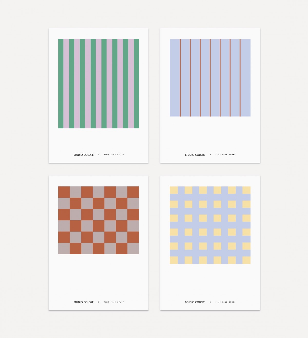 FINE FINE STUFF - 4er Posterset - Stripes & Checks - 30x40 Poster