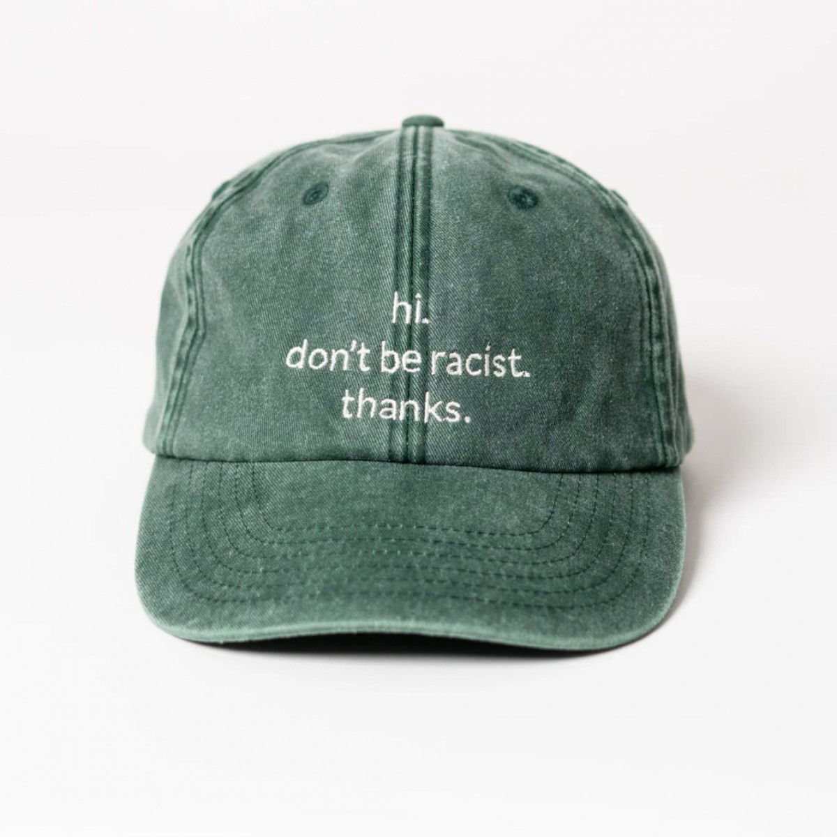 hi. don't be racist. thanks. Unisex Dad Cap - Vintage Green & Cream - arrel