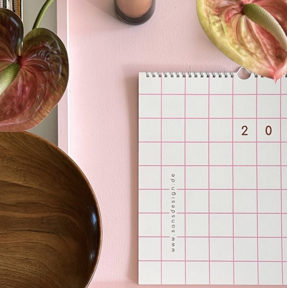 Wandkalender 2026, kariert - SANS.