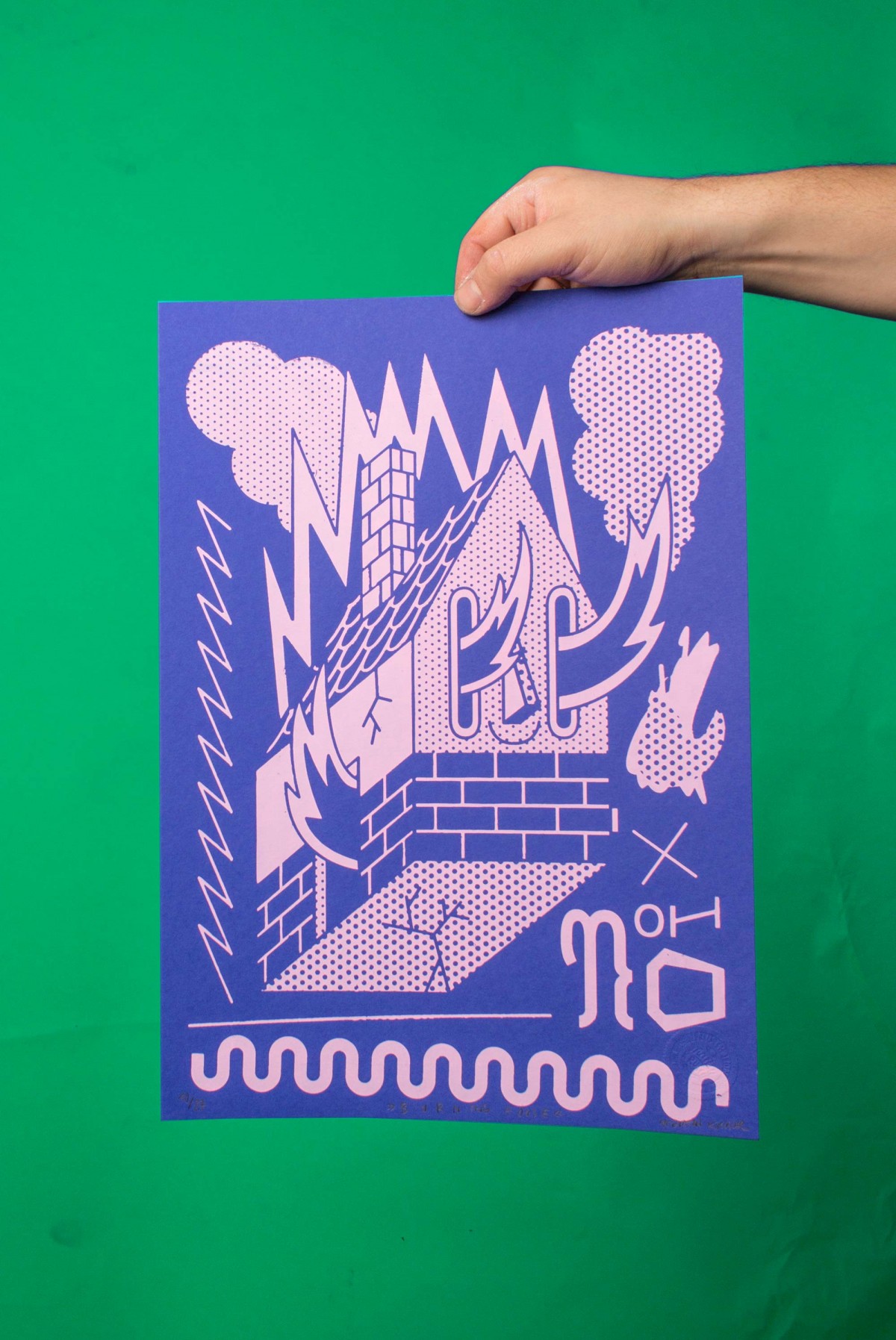 Martin Krusche - Siebdruck »Burning House« DINA3 (29,7x42cm)