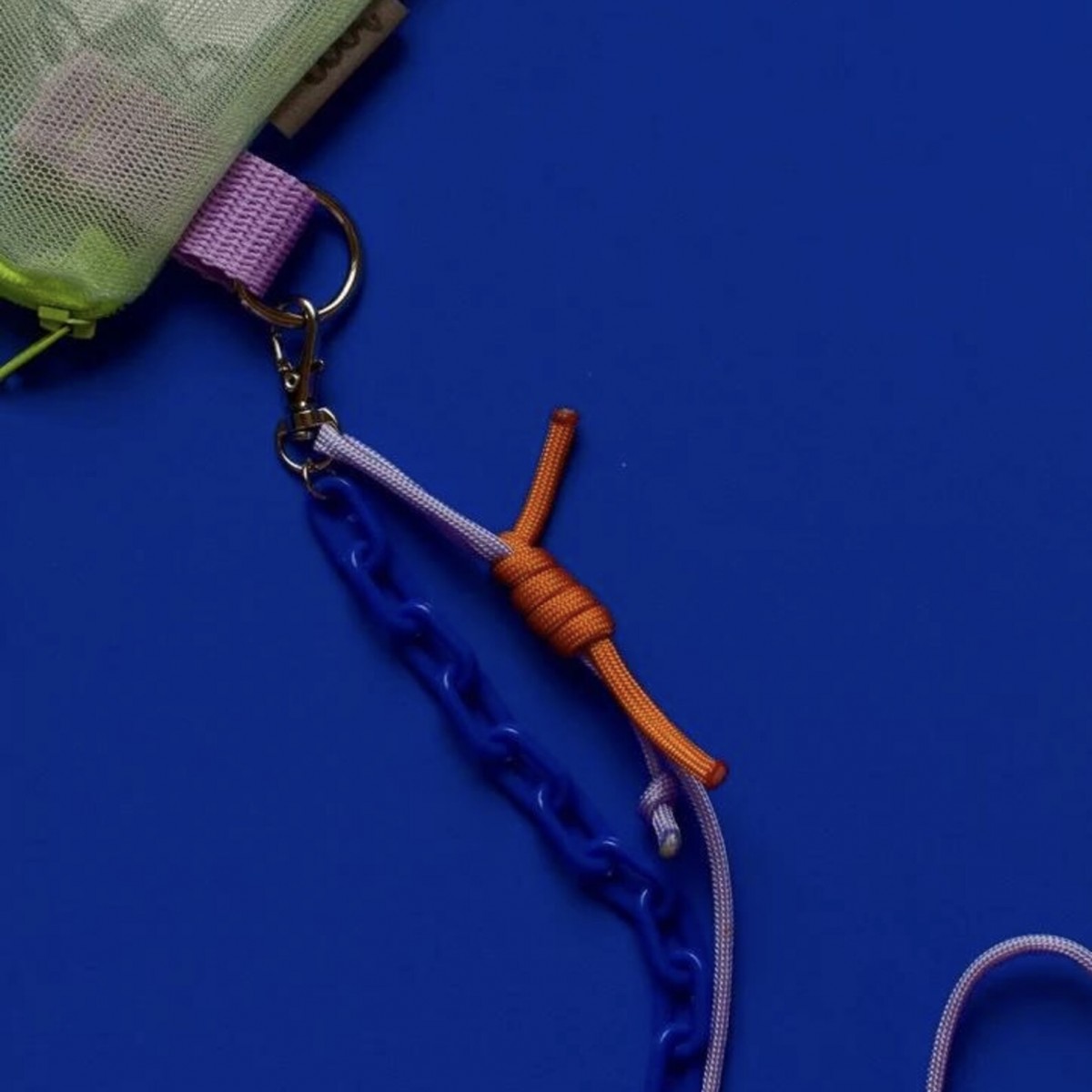 Verstellbare Kette – Acryl & Paracord (mit optionalem Handy-Halter) - Blau & Orange– Pikto3000