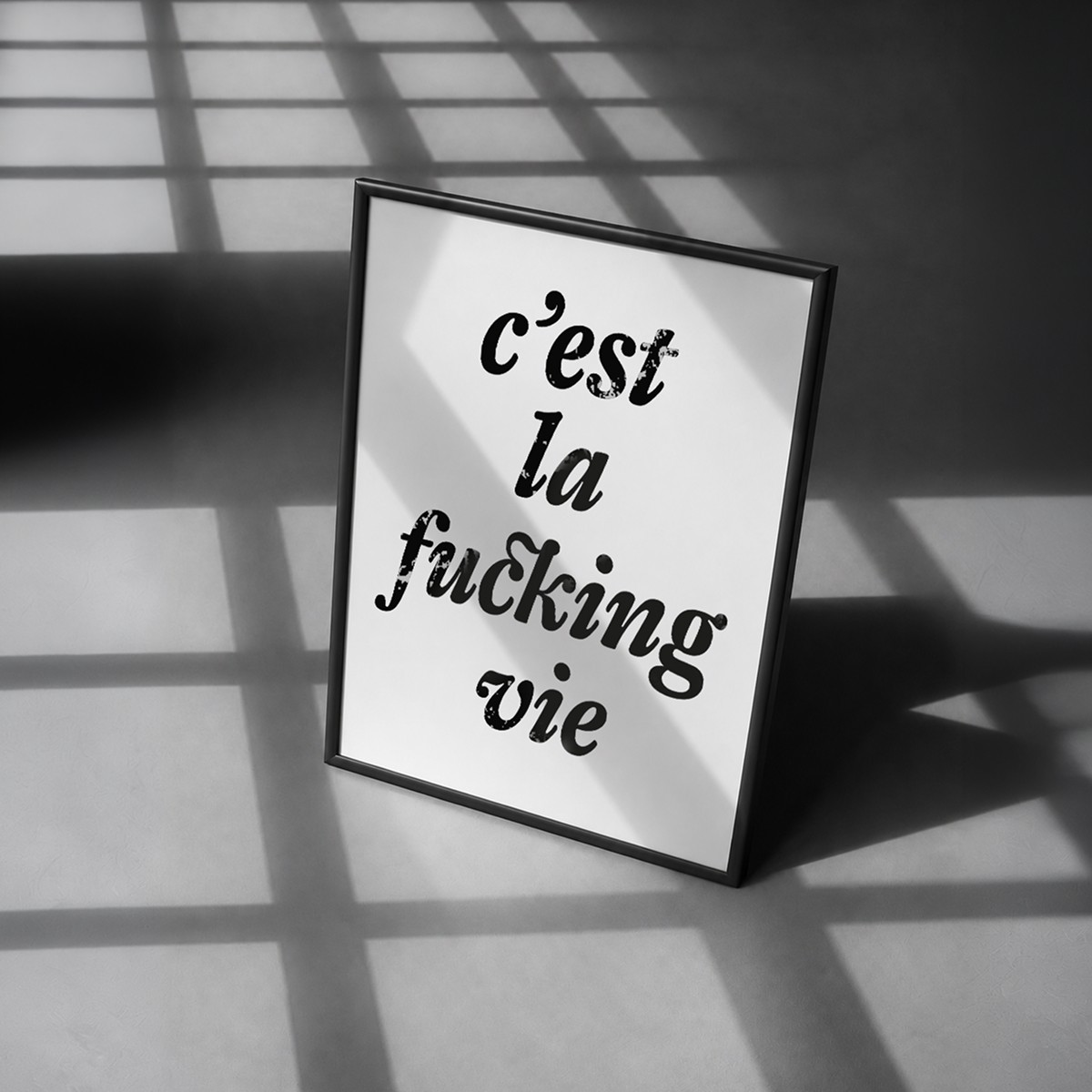 Handgefertigter Linoldruck  »C’est la … vie«, (DIN A4), Limited Edition - The True Type