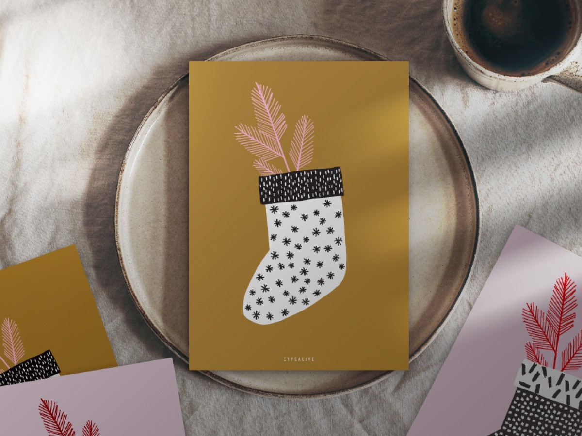 typealive / Weihnachtskarten 4er Set / Christmas Stocking