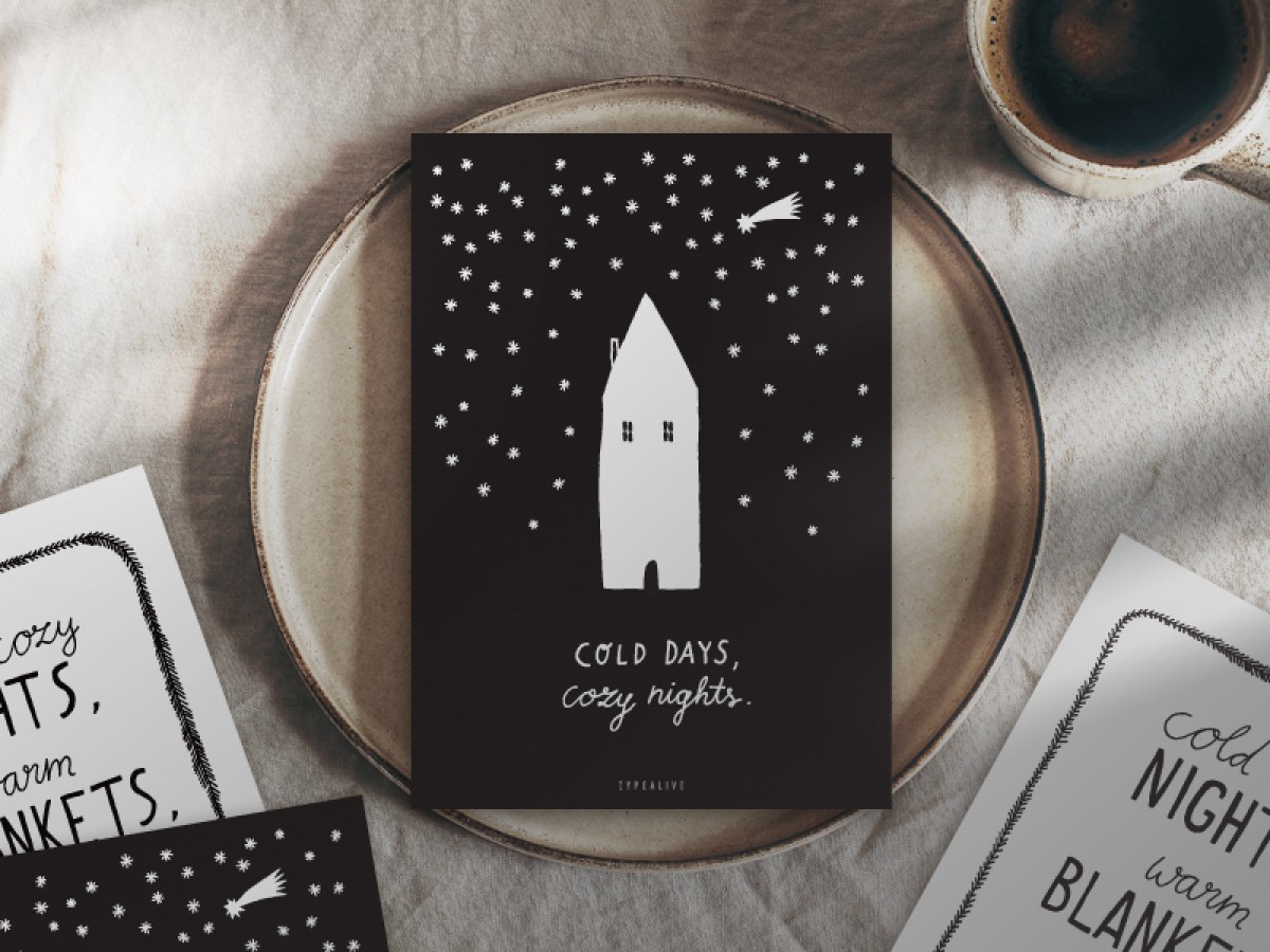 typealive / Weihnachtskarten 4er Set / Cozy Nights