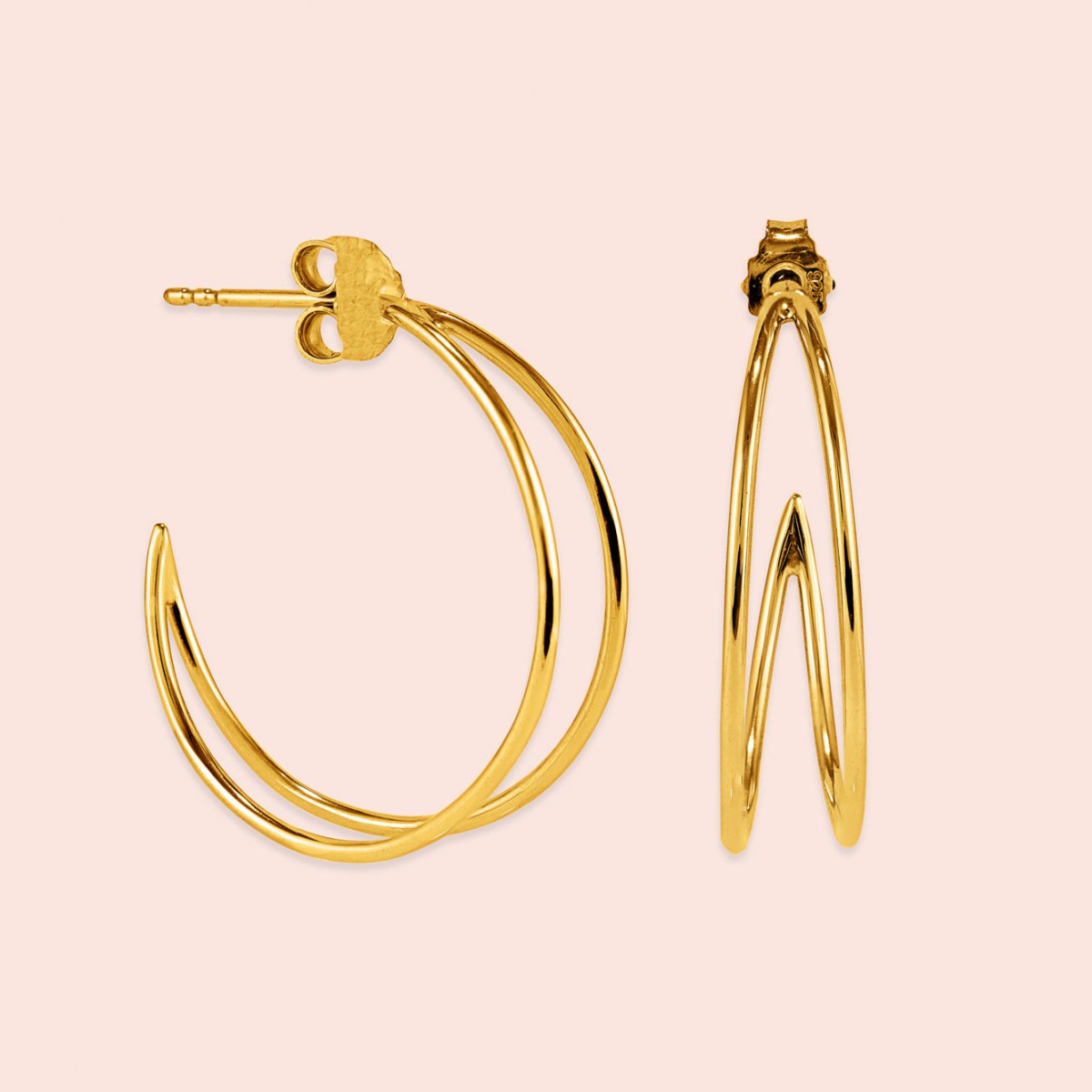 related by objects - lunar creole big - 925 Sterlingsilber 18k goldplattiert