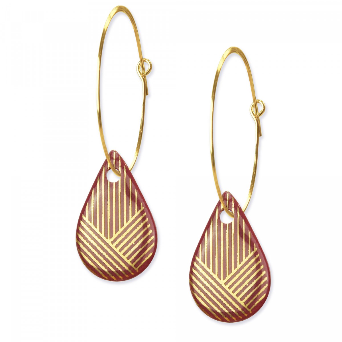 lille mus Creole mit Porzellan-Anhänger TRIPLE Gold Porzellanschmuck