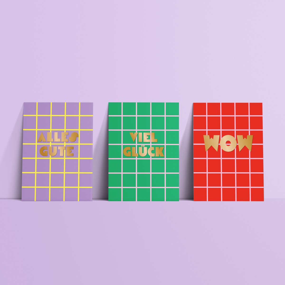Designfräulein // Postkarten »OroLumi Karos« // Postkartenset // 3er-Set