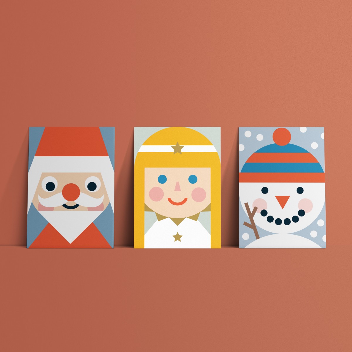 Designfräulein // Weihnachtskarten »Funny Faces Engel« // Postkartenset // 3er-Set