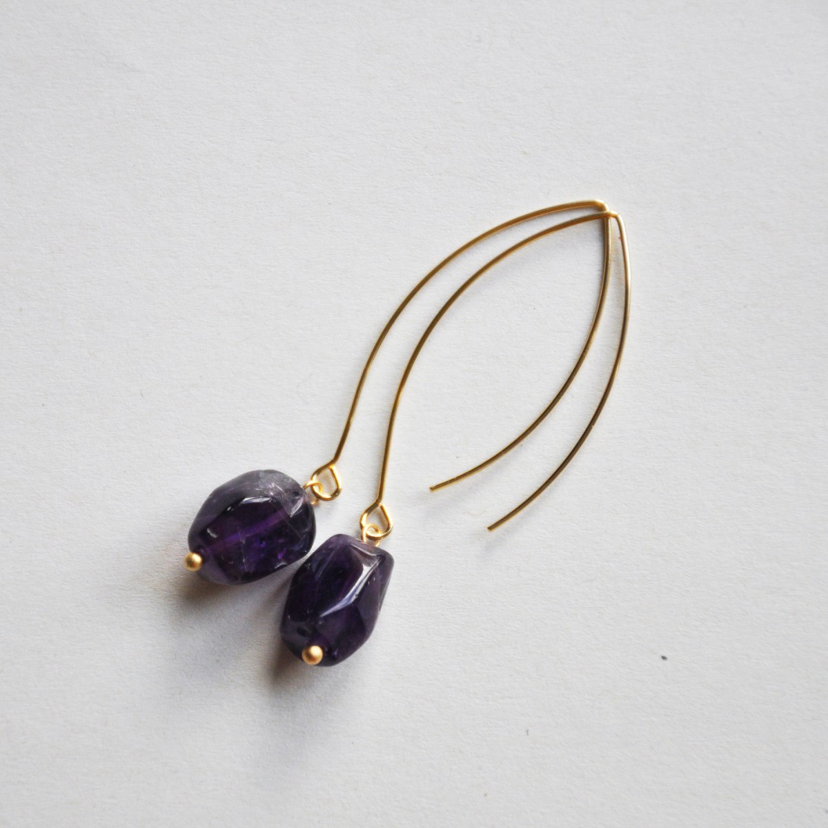 nahili OHRRINGE simply beautiful lila "Amethyst" Geo Edelstein & Haken 14K Gelbgold plattiert