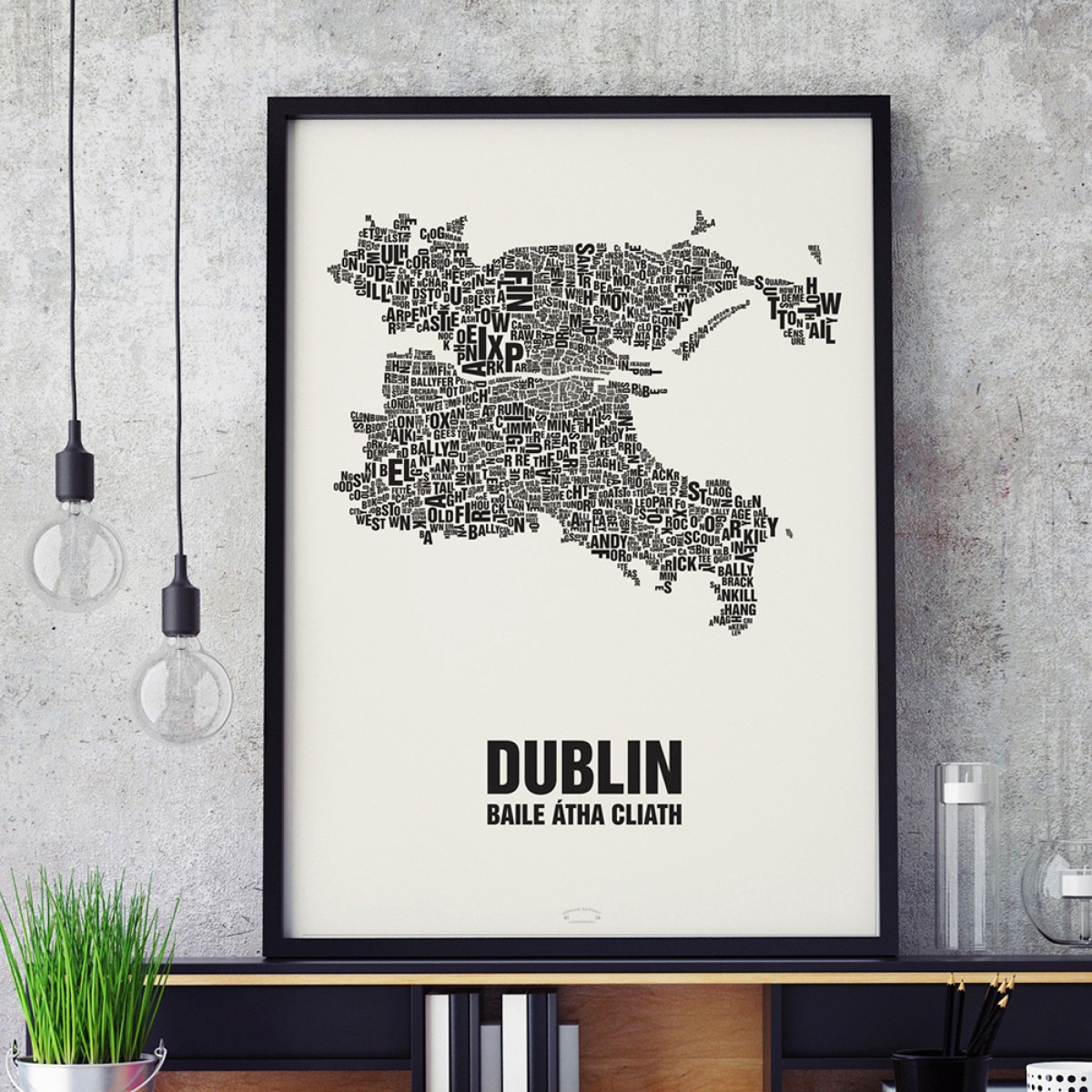 Buchstabenort Dublin Stadtteile-Poster Typografie Siebdruck