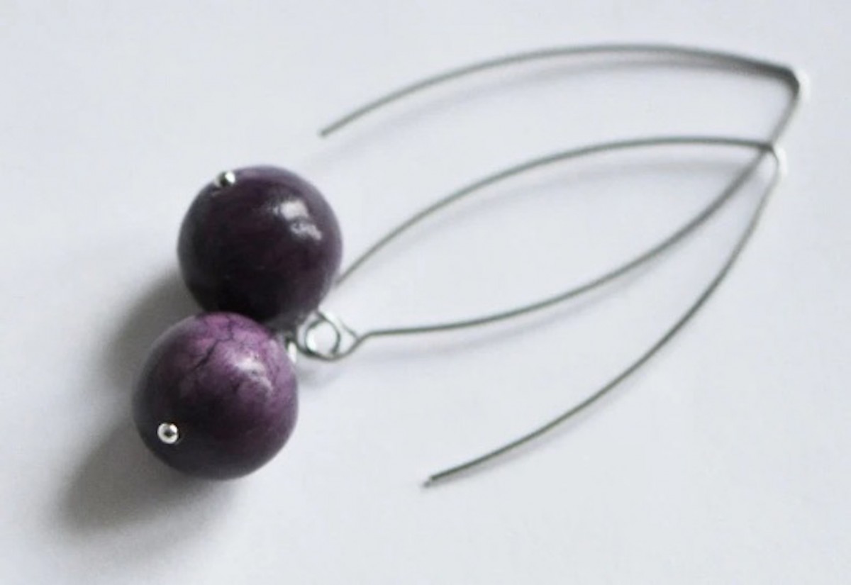 nahili OHRRINGE simply beautiful "berry" lila Naturstein & Haken Weißgold plattiert