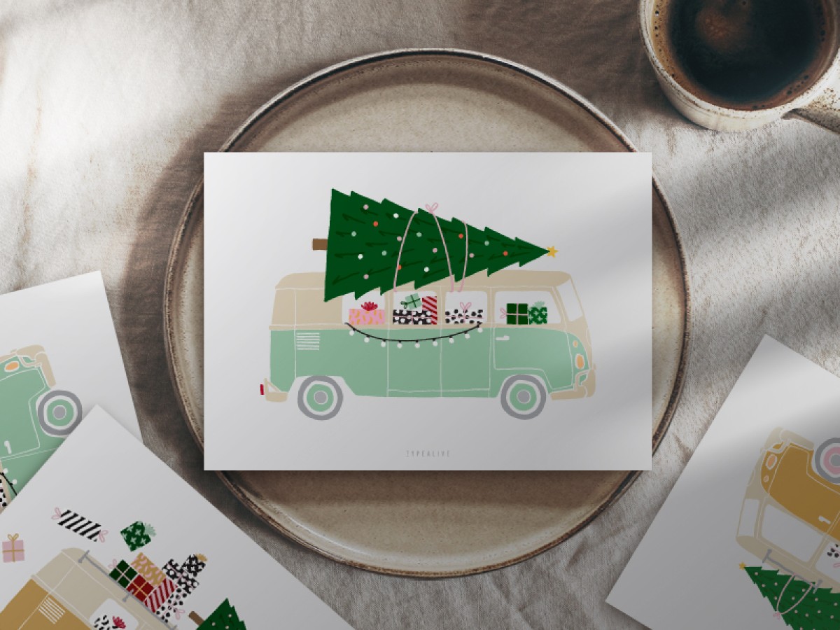 typealive / Weihnachtskarten 4er Set / Driving Home No. 2