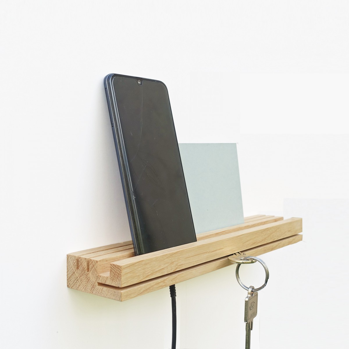 EINFACHDESIGN, Schlüsselbrett, Kartenhalter, Ladestation für 2 Mobiltelefone