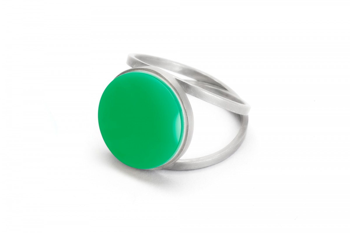 Eva Slotta Jewellery "Tint Deep" Ring mit grünem Achat, 925 Silber