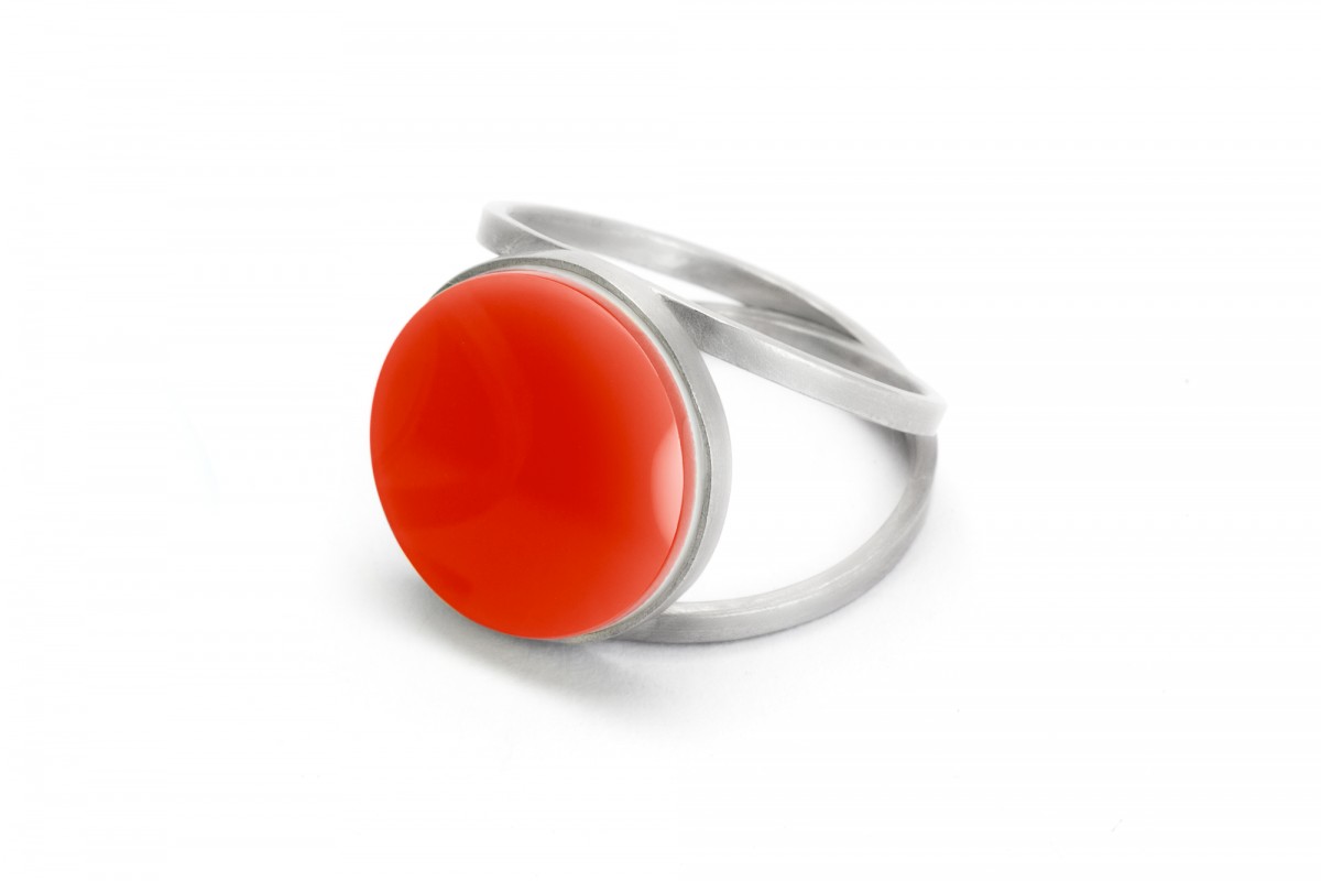 Eva Slotta Jewellery "Tint Deep" Ring mit rostrotem Achat, 925 Silber