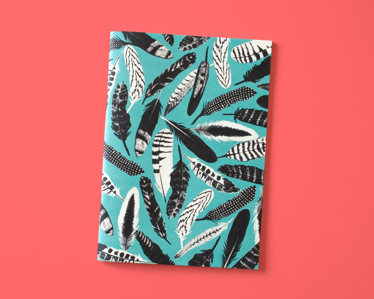 Notizheft A5 Federn blau // Papaya paper products