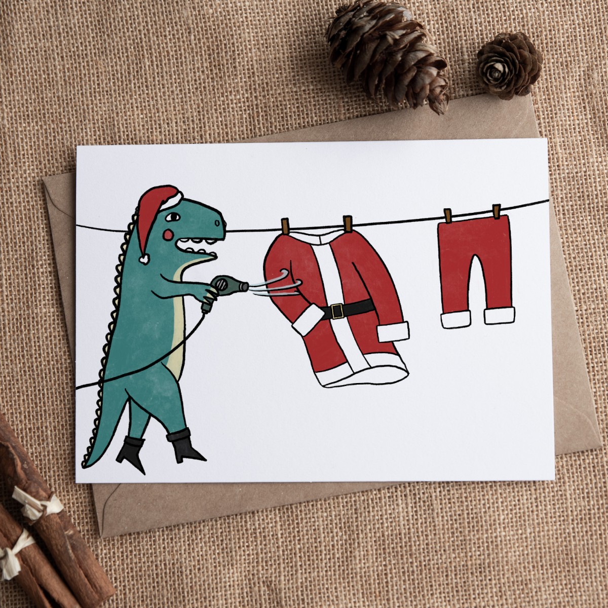 The Naughty District - Weihnachtskarte »Dino am Rande der Weihnachtsmood«