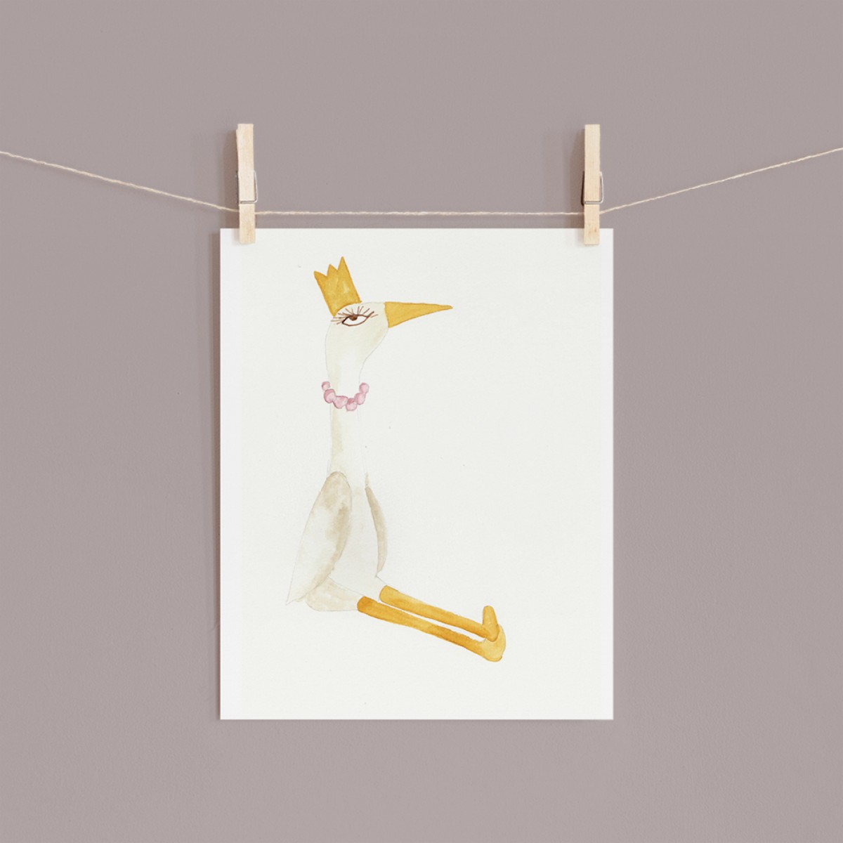 hasenkinder - Aquarell Poster "Frau Storch" 18x24cm