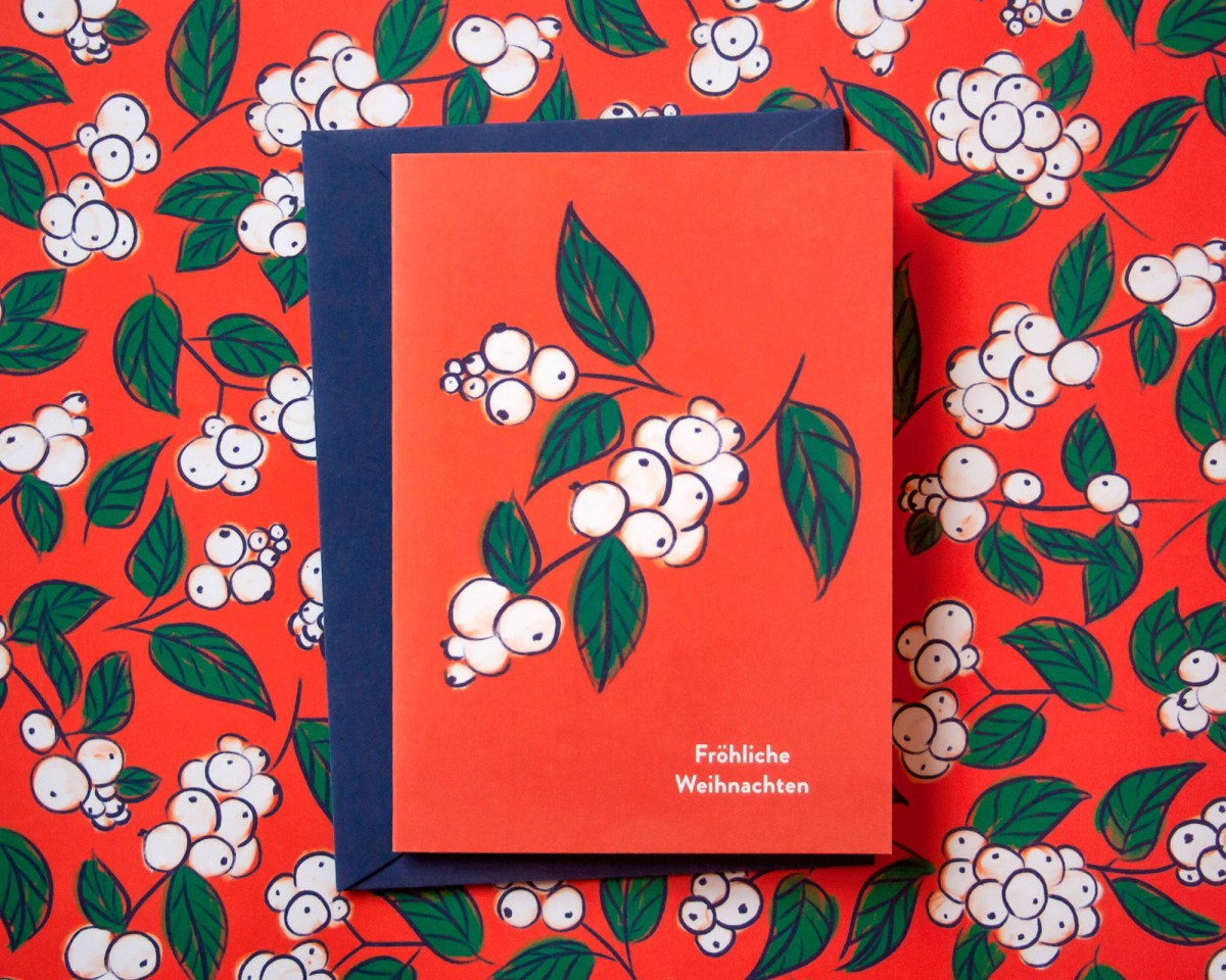 Weihnachtskarte »Fröhliche Weihnachten« Schneebeere // Papaya paper products