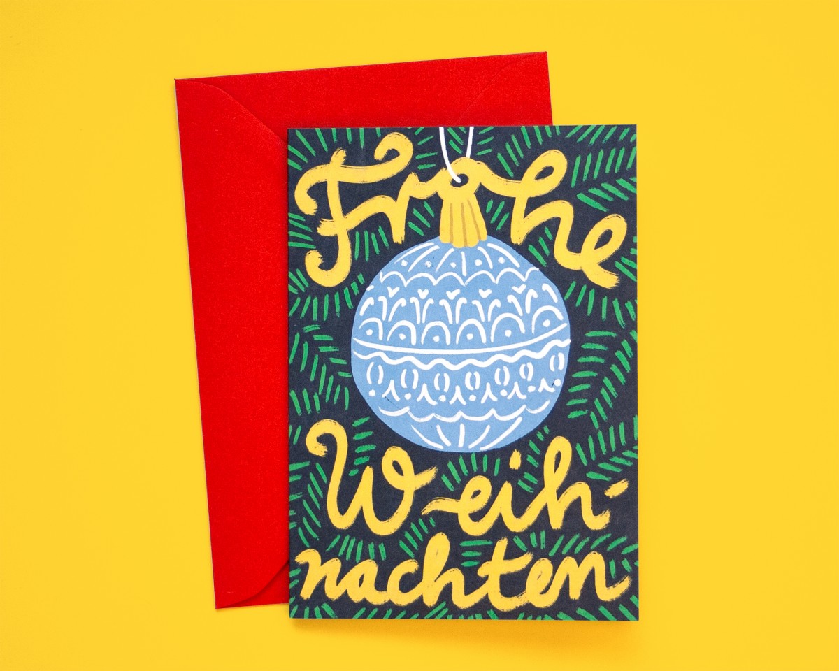 Weihnachtskarte Christbaumkugel »Frohe Weihnachten« // Papaya paper products