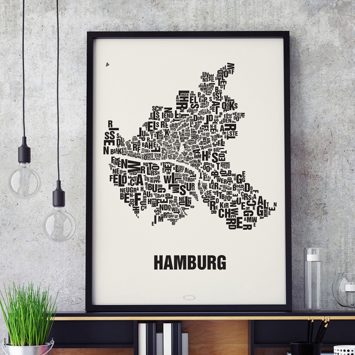 Buchstabenort Hamburg Poster Typografie Siebdruck