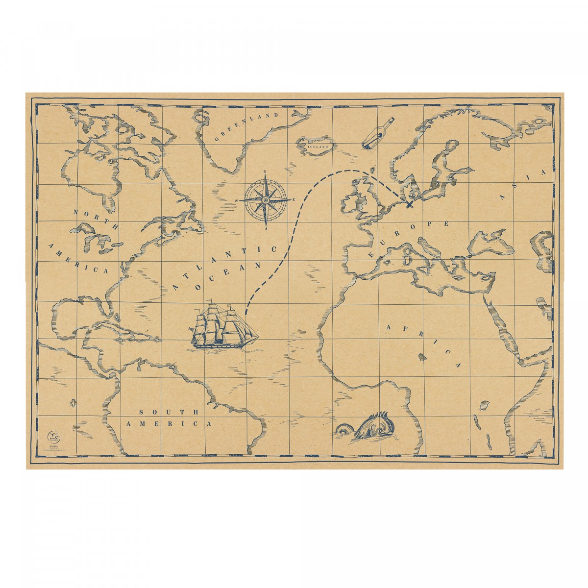 Bow & Hummingbird Geschenkpapier Schatzkarte