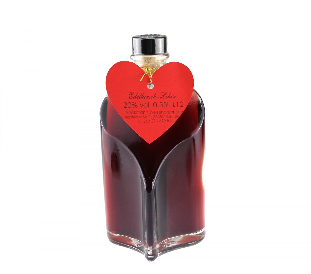 Weizenbrennerei & Likörmanufaktur Dieckmann – Herzflasche Kirschlikör LIKÖR 20% vol. 0,35 l
