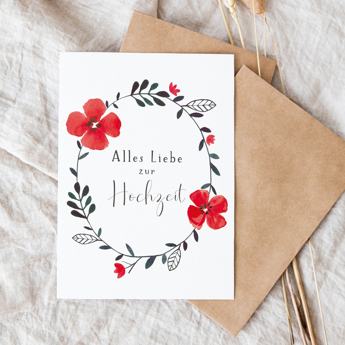 Paperlandscape | Faltkarte | Hochzeitskarte Blumenkranz