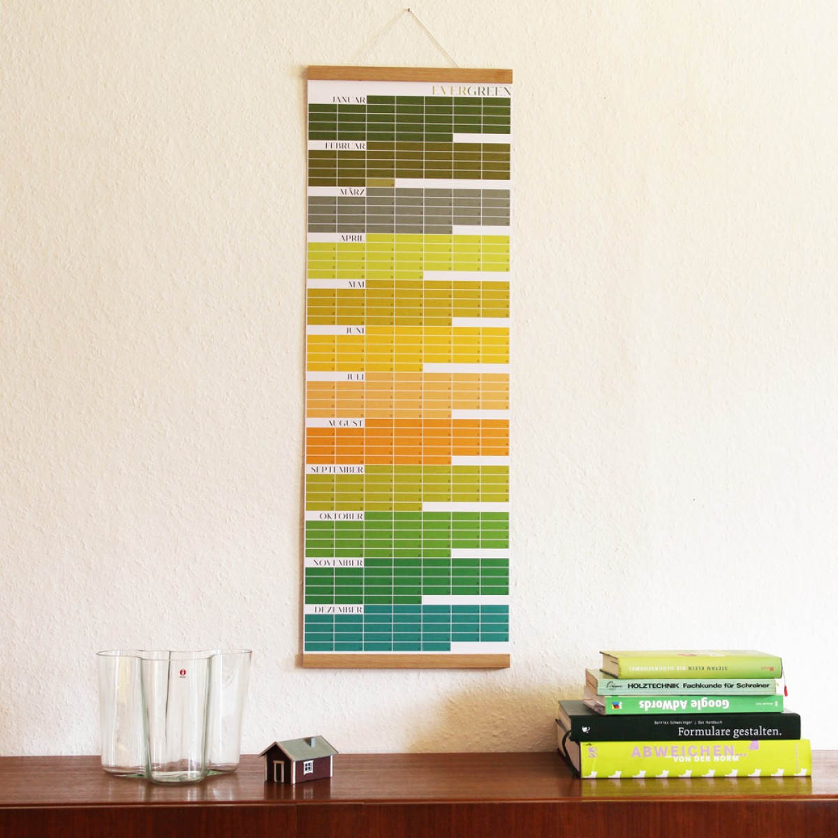 EVERGREEN – Immerwährender Kalender | Geburtstagskalender | Ewiger Kalender | Wandkalender | beidseitig bedruckt | Limitierte Auflage