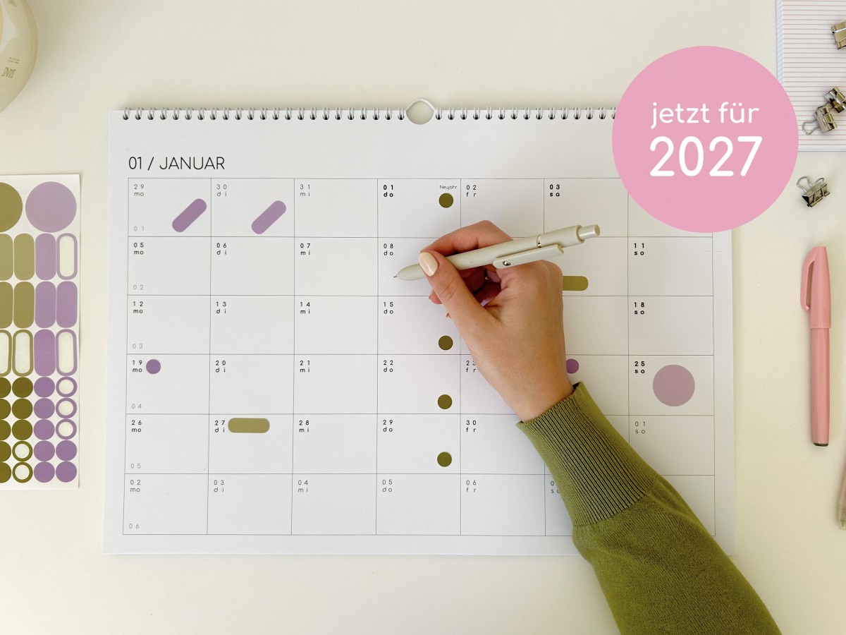 Kalender 2027 mit Aufklebern A4/A3 - SANS.