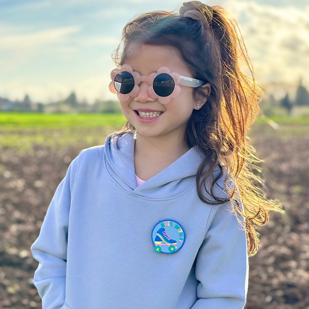 Kids Fun Hoodie "Lavender Dream 2" mit Zwei Austauschbaren Patches