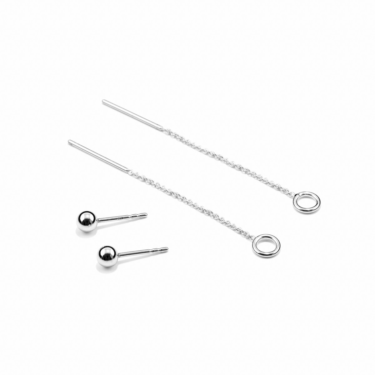 Jonathan Radetz Jewellery, Set Ohrringe SPHERE und LOOP, Silber 925