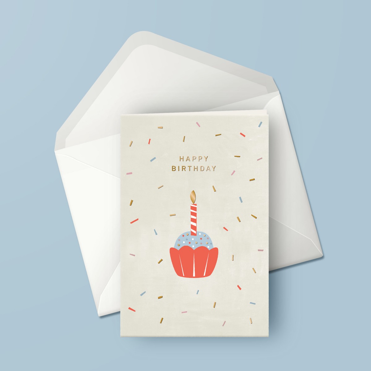 Designfräulein // Grußkarte mit Kuvert // Happy Birthday Törtchen // gold