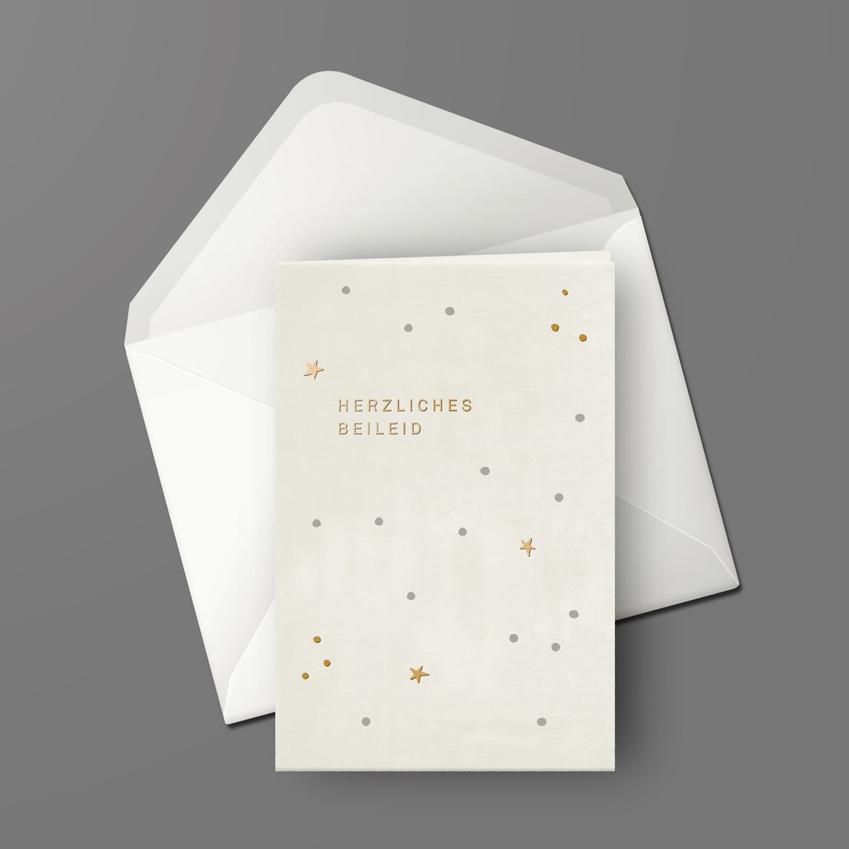 Designfräulein // Grußkarte mit Kuvert // Herzliches Beileid // gold
