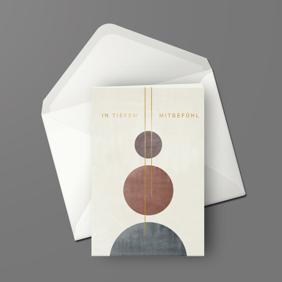 Designfräulein // Trauerkarte mit Kuvert // In tiefem Mitgefühl // gold