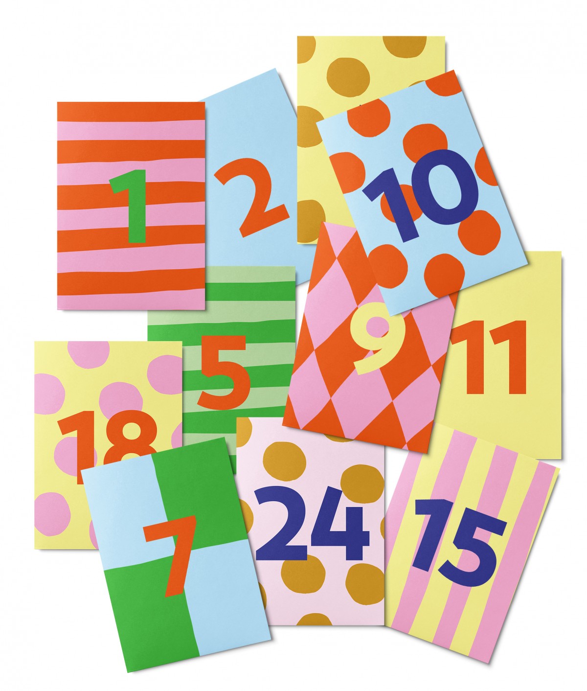 UNTER PINIEN - 24 kunterbunte Mini-Karten für Adventskalender