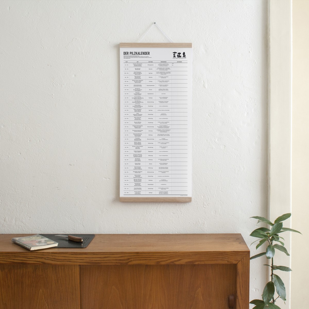 KLEINWAREN / VON LAUFENBERG Set / Der Pilzkalender + Magnetische Posterleiste Eiche A3