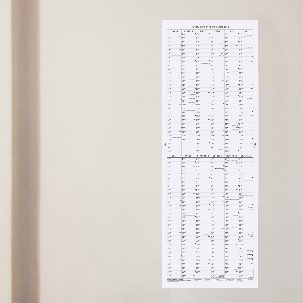 KLEINWAREN / VON LAUFENBERG Der lange Wandkalender 2026