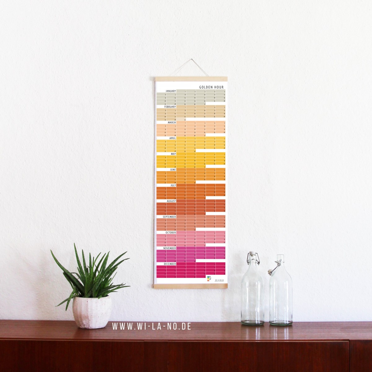 GOLDEN HOUR | Geburtstagskalender | Immerwährender Kalender | beidseitig bedruckt | Limited Editon | Umweltfreundlich gedruckt auf Recyclingpapier | Wi-La-No