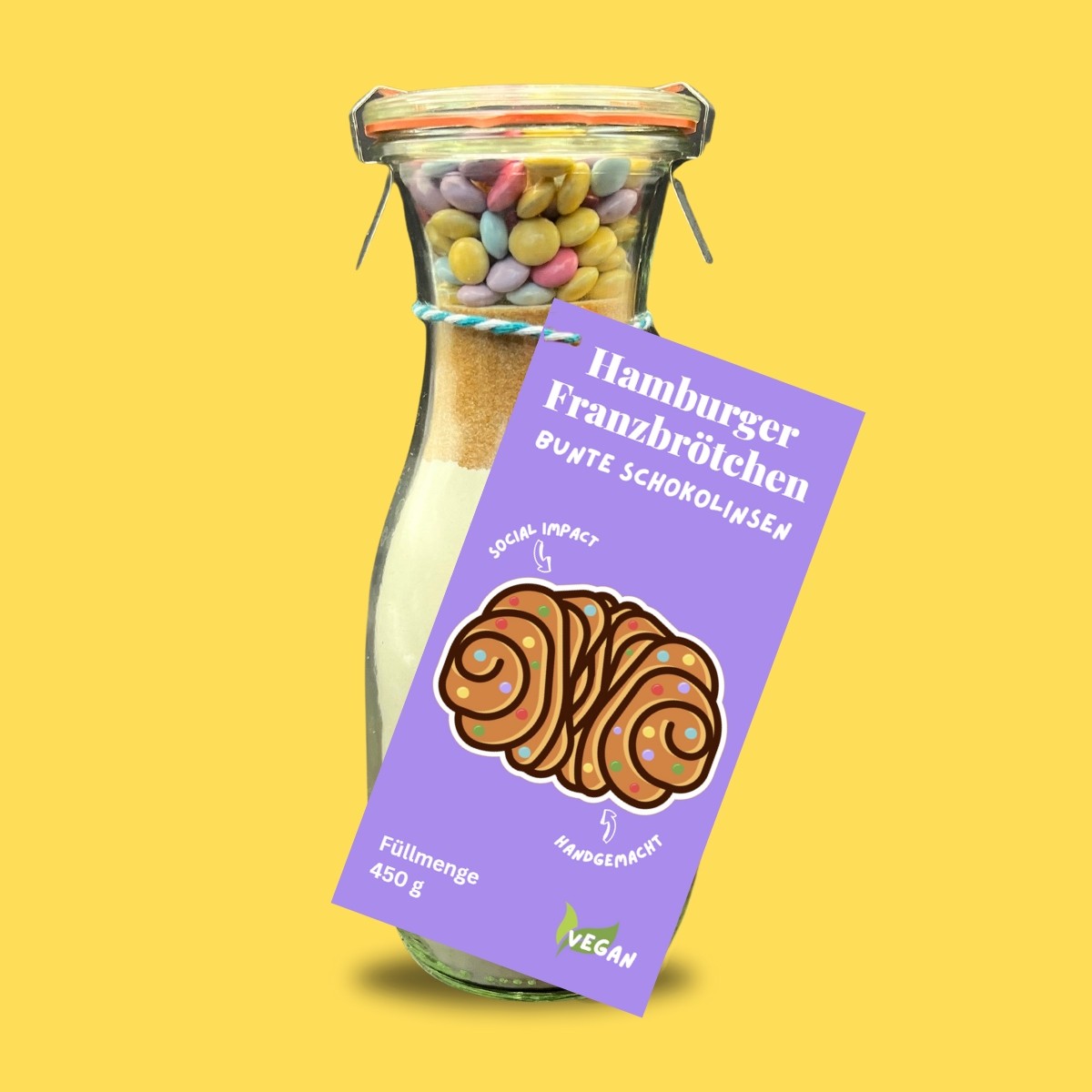 Hamburger Franzbrötchen Backmischung bunte Schokolinsen von Picknickliebe
