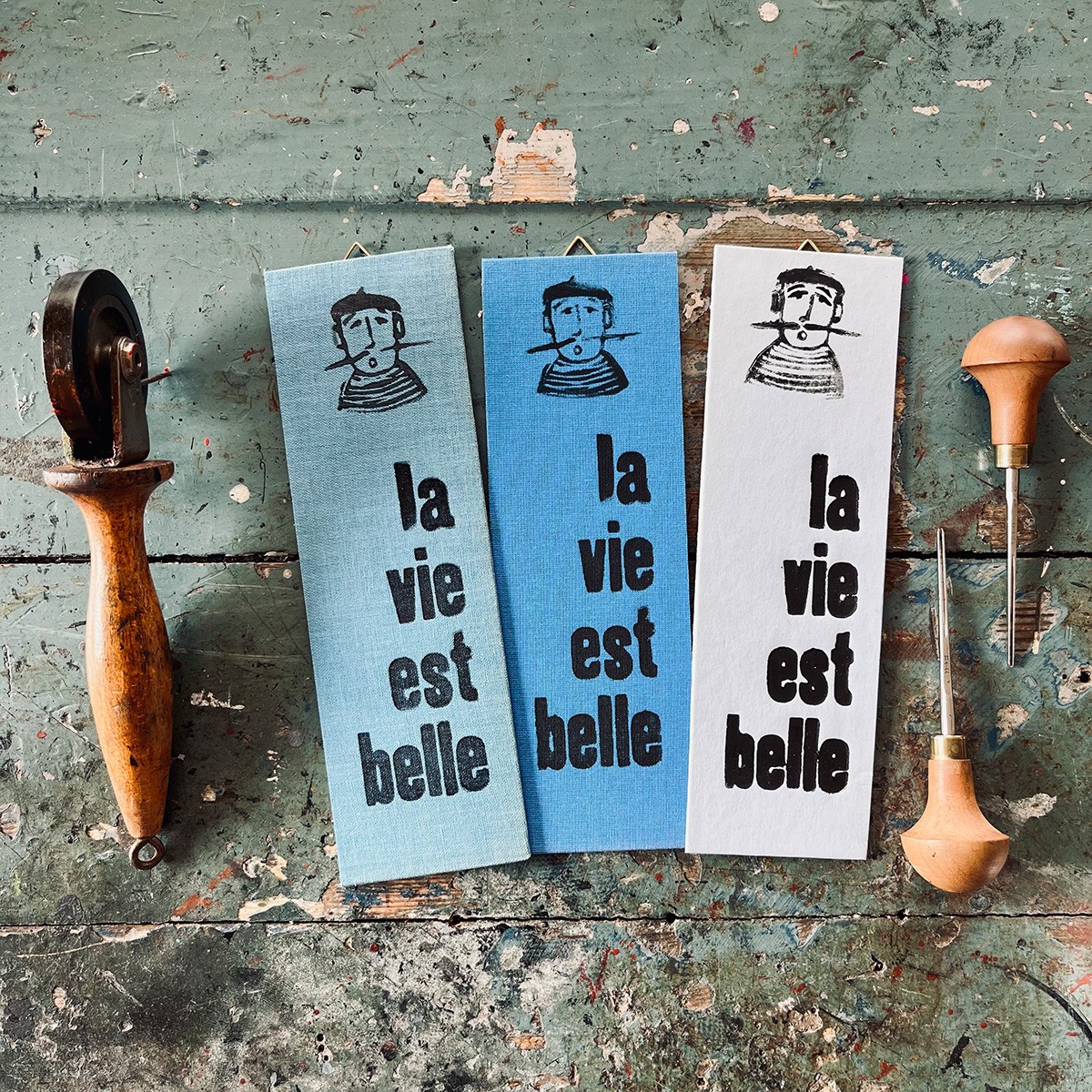 Franzose *la vie est belle*
Letterpress von papelami