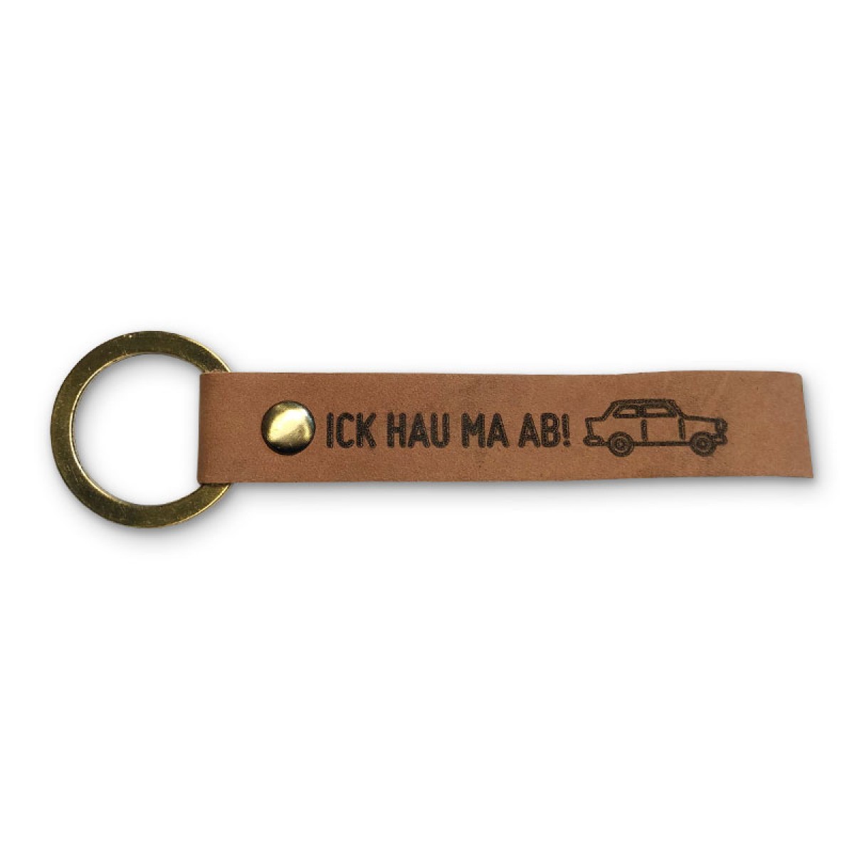 Stadtliebe® | Berlin Leder Schlüsselanhänger mit Messing Ring „Ick hau ma ab!"