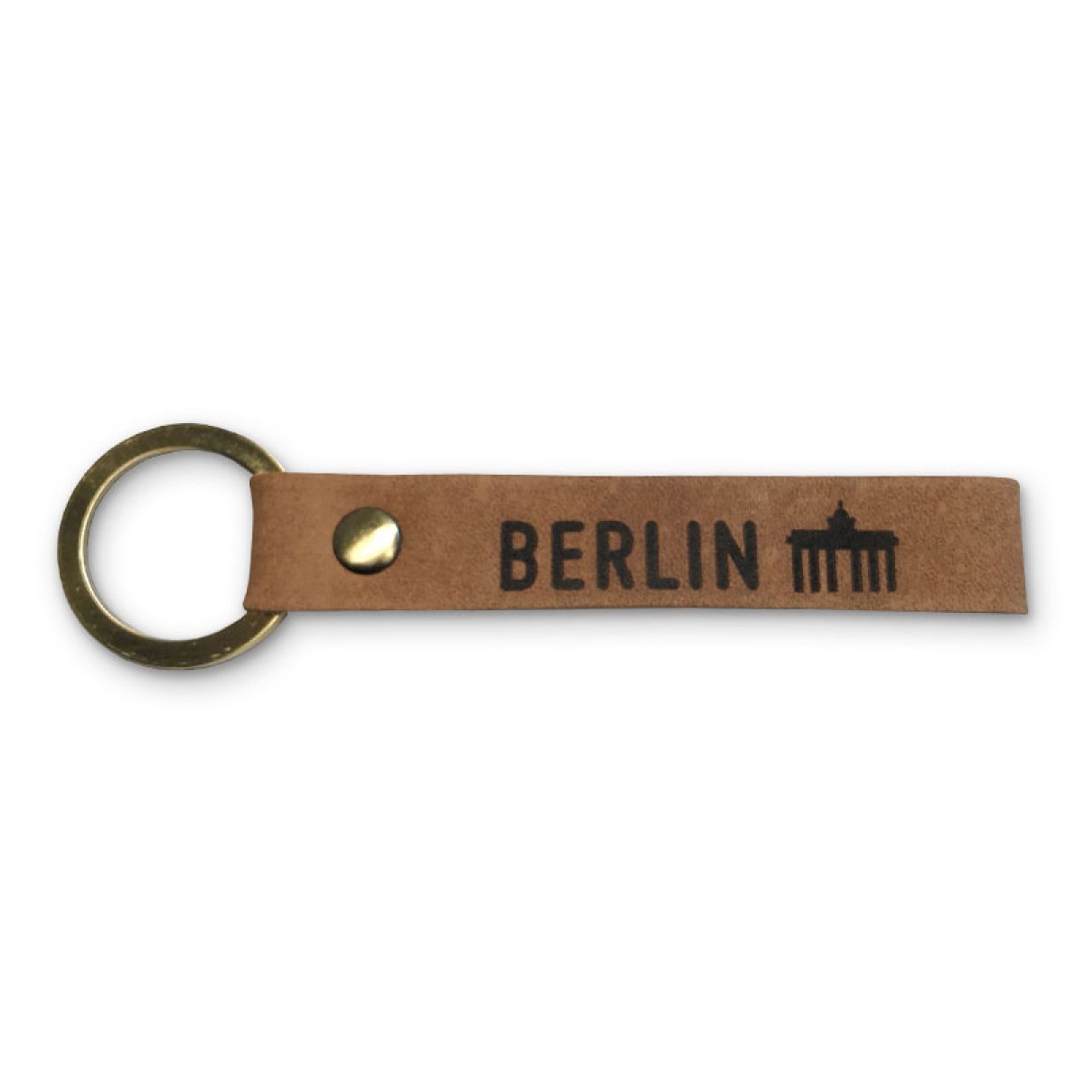 Stadtliebe® | Berlin Leder Schlüsselanhänger mit Messing Ring „Brandenburger Tor"