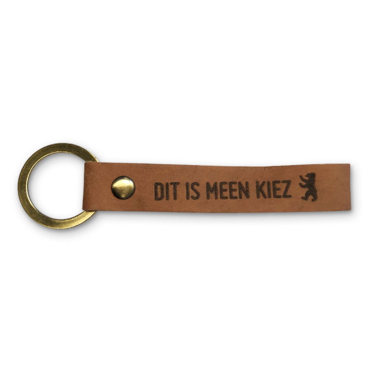 Stadtliebe® | Berlin Leder Schlüsselanhänger mit Messing Ring „Dit is meen Kiez"