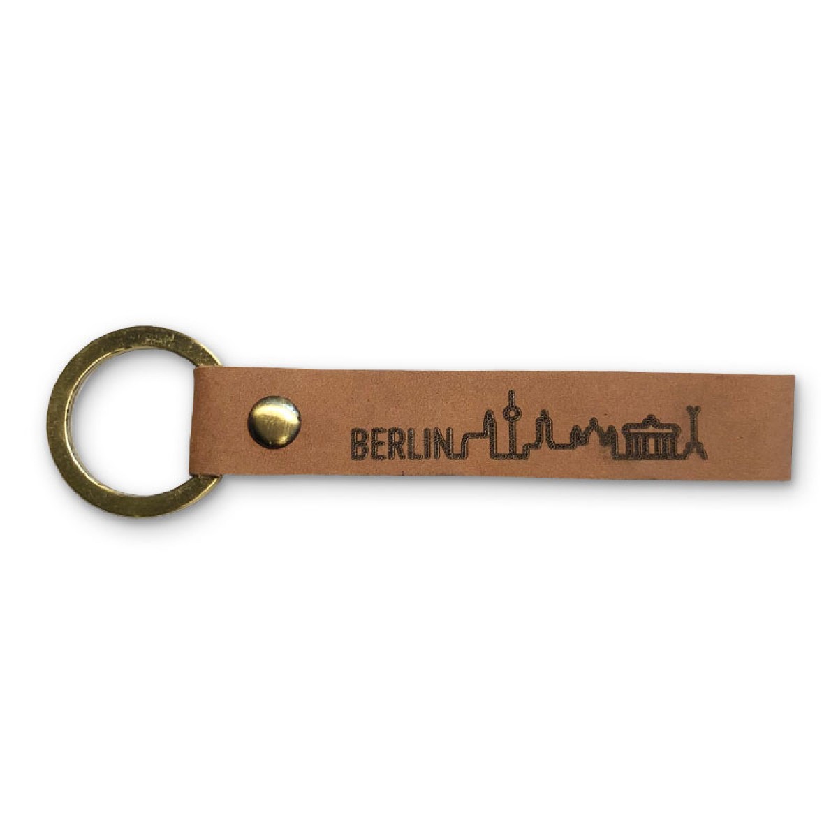 Stadtliebe® | Berlin Leder Schlüsselanhänger mit Messing Ring „Skyline"