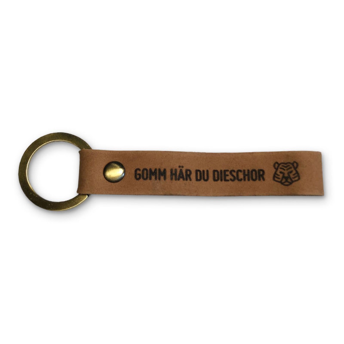 Stadtliebe® | Dresden Leder Schlüsselanhänger mit Messing Ring "Gomm här du Dischor"