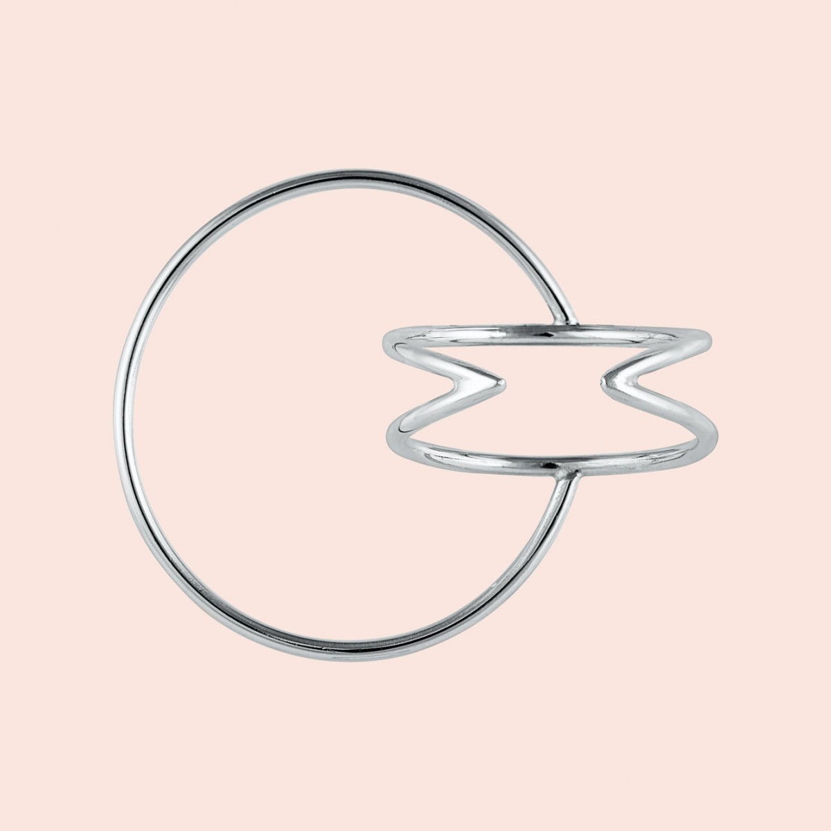 related by objects - lunar ring extended - 925 Sterlingsilber weiß rhodiniert