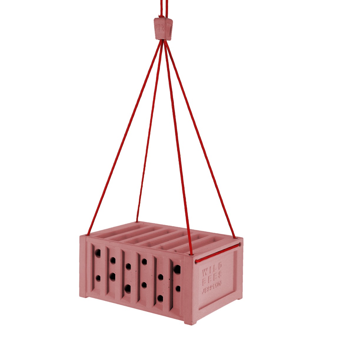 Bienenhotel Mini-Container aus Beton (Rot) - hängend oder stehend aufstellbar - von Grellroth Design