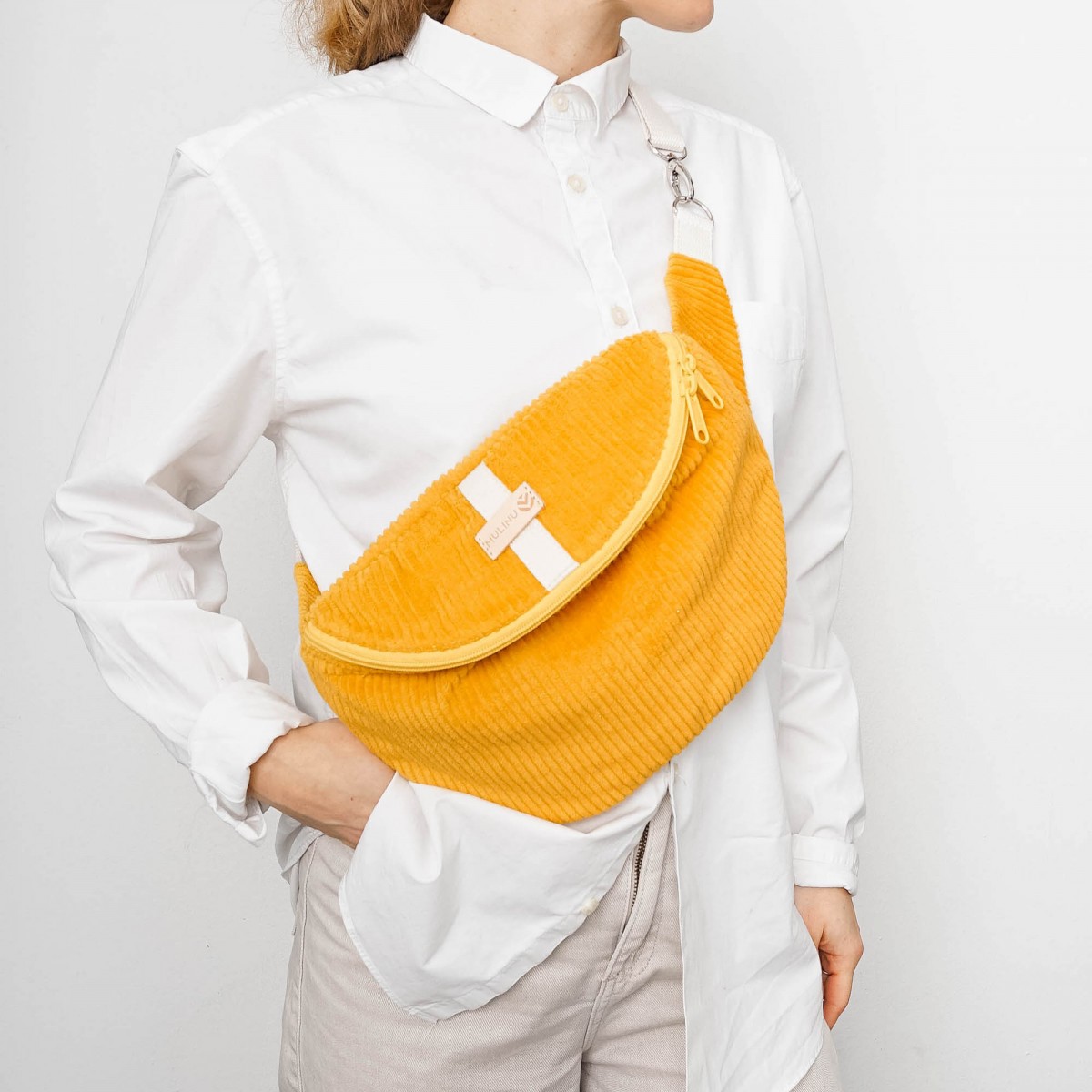 MULINU - Bauchtasche | Hipbag HENNES M/L Breitcord Gelb